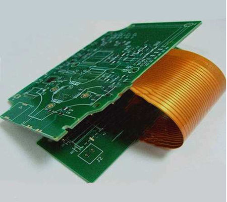 Harga yang pantas 6 Lapisan PCB Flex Rigid FR4 Dan PI Materail 4mil Lebar Garis Hitam Dan Kuning Coverlay ENIG on line